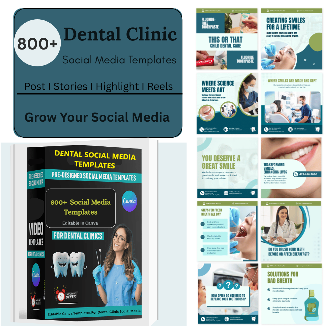 800+ Dental Clinic Social Media Templates | Posts, Stories, Highlights & Reels