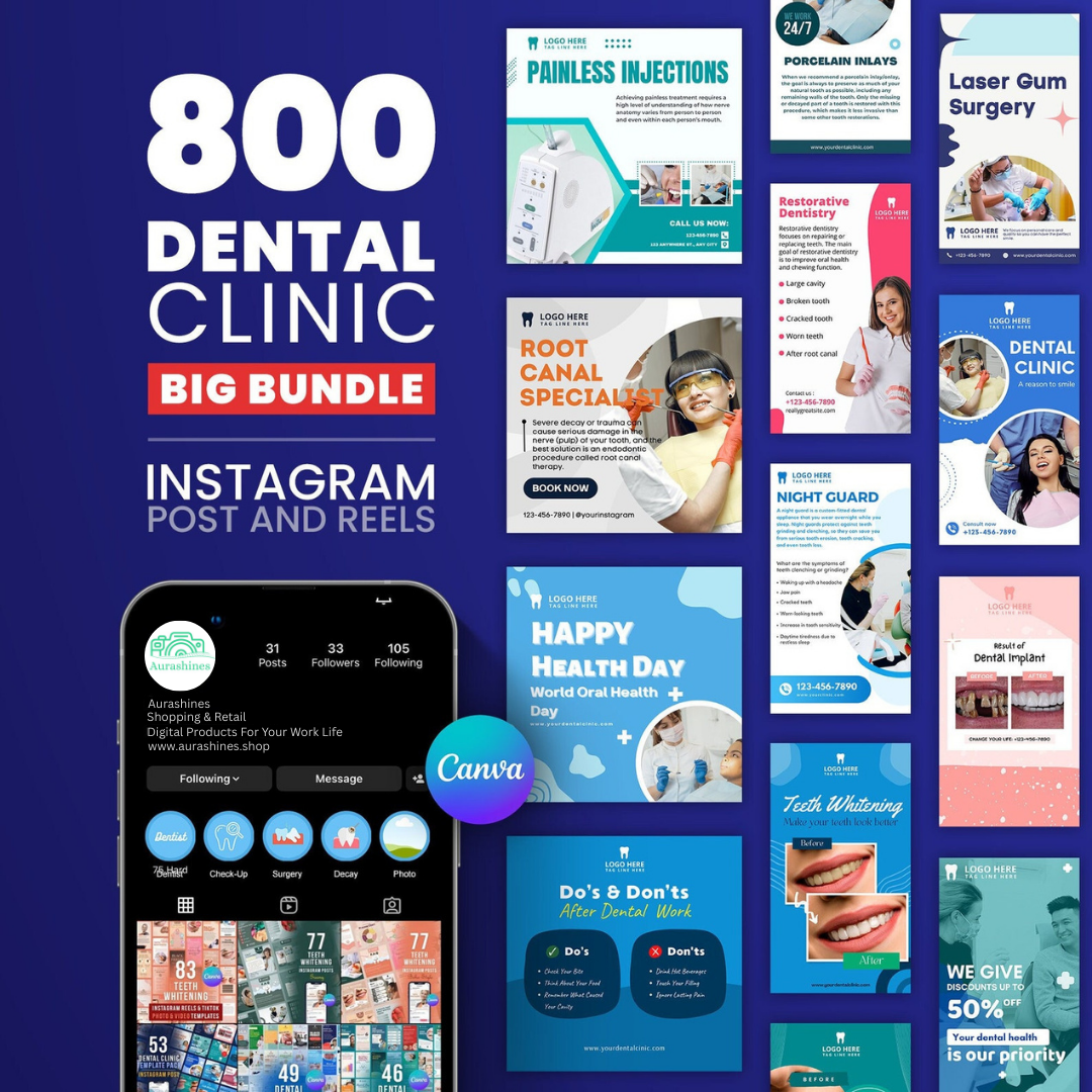 800+ Dental Clinic Social Media Templates | Posts, Stories, Highlights & Reels
