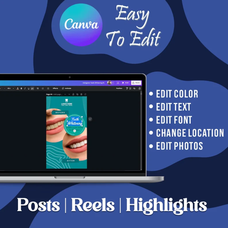 750+ Editable  Social Media Video Templates  For  Dentist ( Instagram Reels, Post & Stories )